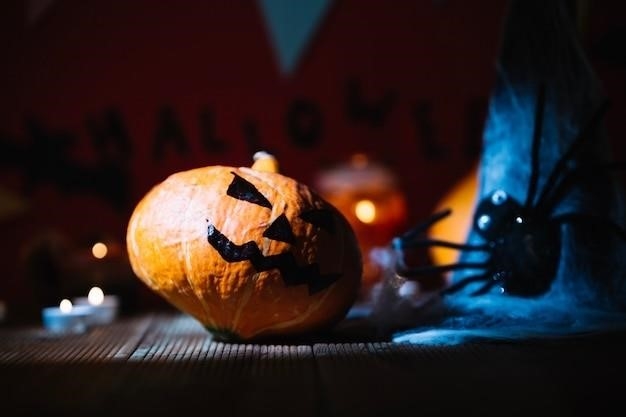 Upiorny lampion na Halloween z mgłą z suchego lodu